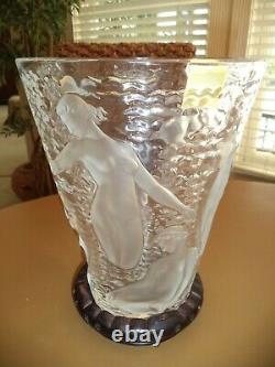 Lalique Bacchantes Ondines Crystal Vase France-NUDE WOMEN MUSES sticker chip