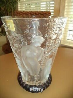 Lalique Bacchantes Ondines Crystal Vase France-NUDE WOMEN MUSES sticker chip