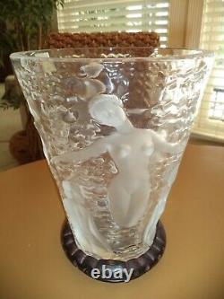 Lalique Bacchantes Ondines Crystal Vase France-NUDE WOMEN MUSES sticker chip