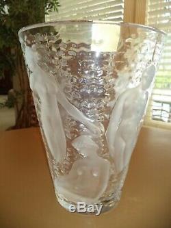 Lalique Bacchantes Ondines Crystal Vase France-NUDE WOMEN MUSES / sticker mint