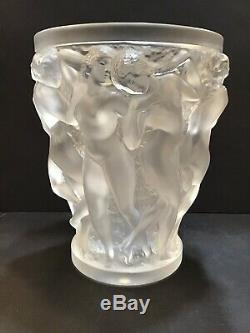 Lalique Bacchantes Vase EUC Large Signed Retail $4900