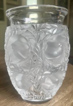 Lalique Bagatelle Bird Themed Frosted Crystal Vase Signed France