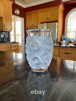 Lalique Bagatelle Sparrow Bird Vase 6 1/2 H Frosted Glass