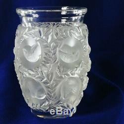 Lalique Bagatelle Vase France Cut to Clear Crystal Birds Floral