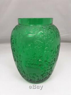 Lalique Biches Vase Emerald Green Crystal Excellent Condition Signed