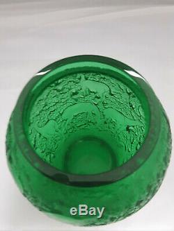 Lalique Biches Vase Emerald Green Crystal Excellent Condition Signed