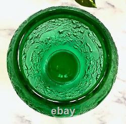 Lalique Biches Vase Emerald Green Crystal Excellent Condition Signed & Authentic