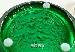 Lalique Biches Vase Emerald Green Crystal Excellent Condition Signed & Authentic