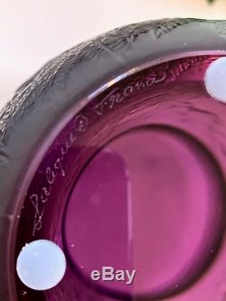 Lalique Biches Vase in Amethyst Crystal Excellent Condition Signed & Authentic