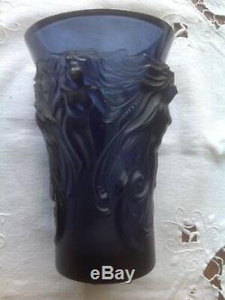 Lalique Blue Night Fantasia Vase Brand New + Box And Papers Signed