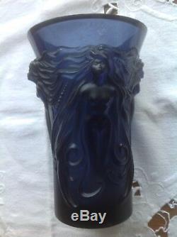 Lalique Blue Night Fantasia Vase Brand New + Box And Papers Signed