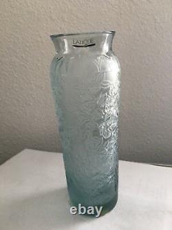 Lalique Bougainvillea Vase 6 7/8 T Light Blue
