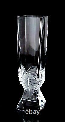 Lalique Broceliande Vase Signed Frosted Leaf Design Vintage Crystal France 11