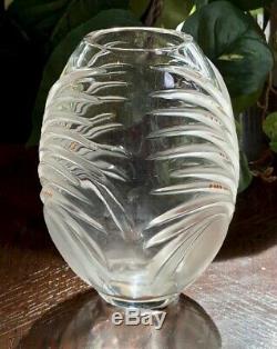 Lalique Chamarel Vase Orange Enamel Decorations Mint Condition Signed Authentic