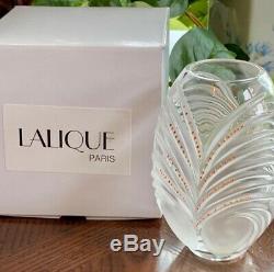 Lalique Chamarel Vase Orange Enamel Decorations Mint Condition Signed Authentic