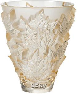 Lalique Champs Elysees Small Gold Luster Crystal Vase #10598500 Brand Nib F/sh