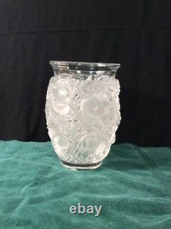 Lalique Clear Crystal Vase with Birds BAGATELLE Signed