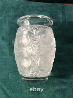 Lalique Clear Crystal Vase with Birds BAGATELLE Signed