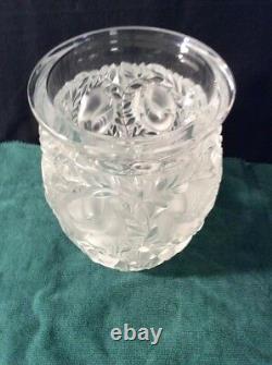 Lalique Clear Crystal Vase with Birds BAGATELLE Signed