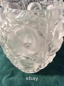 Lalique Clear Crystal Vase with Birds BAGATELLE Signed