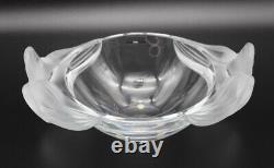 Lalique Clear and Frosted Glass LORIOL BOWL VASE 5X13X8.5 Orchids Handles