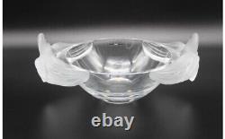 Lalique Clear and Frosted Glass LORIOL BOWL VASE 5X13X8.5 Orchids Handles