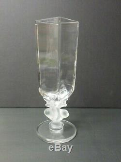 Lalique Crystal 11 Vase, Frosted Deer Base Wow