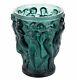 Lalique Crystal (Brand New) Bacchantes Vase Small Deep Green 10547700 14cm