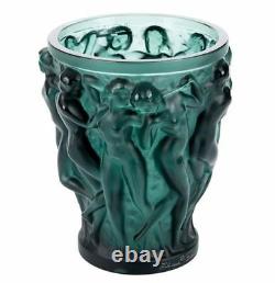 Lalique Crystal (Brand New) Bacchantes Vase Small Deep Green 10547700 14cm