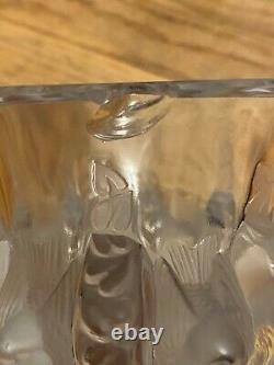 Lalique Crystal Dampiere Vase with Frosted Birds and Intertwining Vines