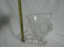 Lalique Crystal Dampierre Frosted Birds Sparrows Vase French Glass