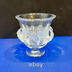 Lalique Crystal France Dampierre Frosted Sparrows / Birds Pedestal Vase