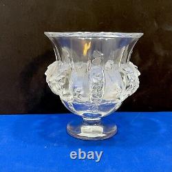 Lalique Crystal France Dampierre Frosted Sparrows / Birds Pedestal Vase