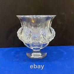 Lalique Crystal France Dampierre Frosted Sparrows / Birds Pedestal Vase