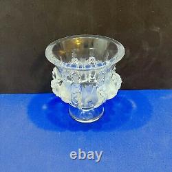 Lalique Crystal France Dampierre Frosted Sparrows / Birds Pedestal Vase