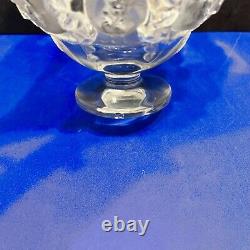 Lalique Crystal France Dampierre Frosted Sparrows / Birds Pedestal Vase