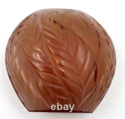 Lalique Crystal French Art Glass Filicaria Amber Brown Frosted Vase 4 1/2