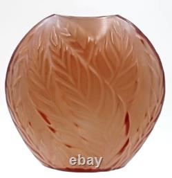 Lalique Crystal French Art Glass Filicaria Amber Brown Frosted Vase 4 1/2