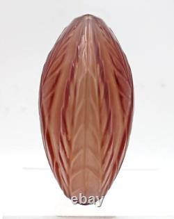 Lalique Crystal French Art Glass Filicaria Amber Brown Frosted Vase 4 1/2