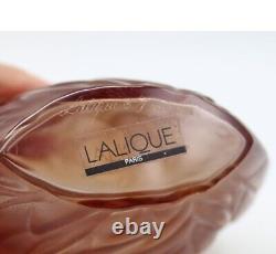 Lalique Crystal French Art Glass Filicaria Amber Brown Frosted Vase 4 1/2