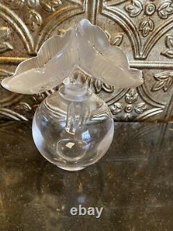 Lalique Crystal Large 2 Double Anemone Flower Perfume Bottle or Vase Perfection