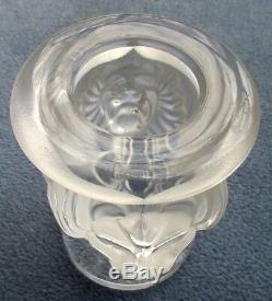 Lalique Crystal Lion Cigarette Holder or Vase Tete De Lion France Mint