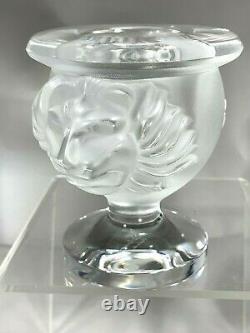 Lalique Crystal Lion Cigarette Holder or Vase Tete De Lion France Mint withBoxed