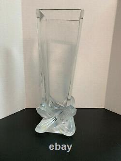 Lalique Crystal Lucca Vase 11 Tall in Box Signed France Art Glass