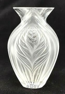 Lalique Crystal Pavie Vase Vintage Signed