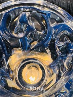 Lalique Crystal Tourbillons Clear & Blue Patina Vase