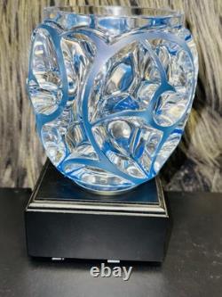 Lalique Crystal Tourbillons Clear & Blue Patina Vase