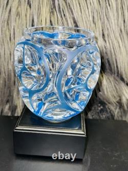 Lalique Crystal Tourbillons Clear & Blue Patina Vase
