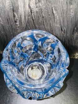 Lalique Crystal Tourbillons Clear & Blue Patina Vase