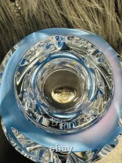 Lalique Crystal Tourbillons Clear & Blue Patina Vase